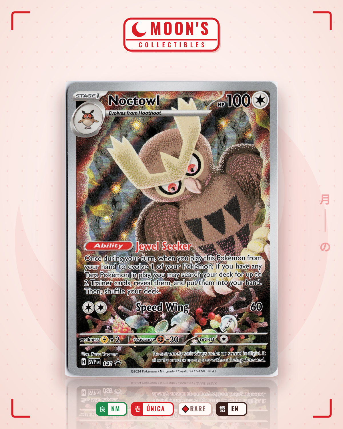 Carta Pokémon Noctowl · Scarlet & Violet Black Star Promos #141 (NM) — pieza única en Moon's Collectibles México
