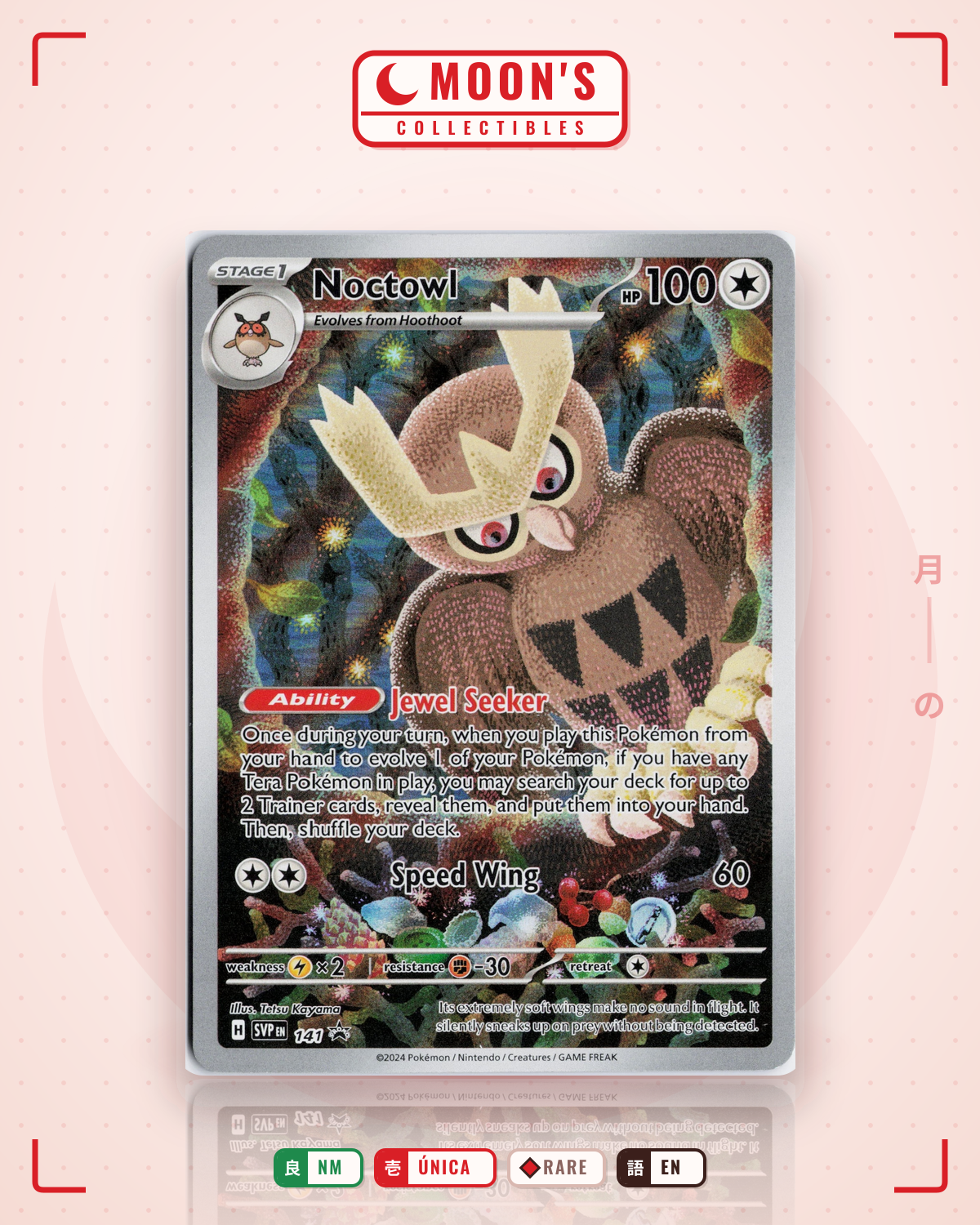 Carta Pokémon Noctowl · Scarlet & Violet Black Star Promos #141 (NM) — pieza única en Moon's Collectibles México