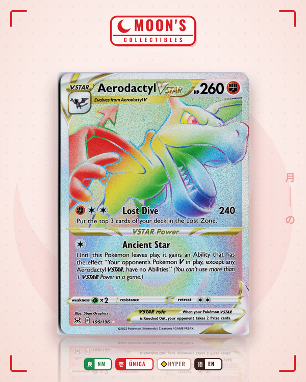 Carta Pokémon Aerodactyl VSTAR · Lost Origin #199/196 (NM) — pieza única en Moon's Collectibles México
