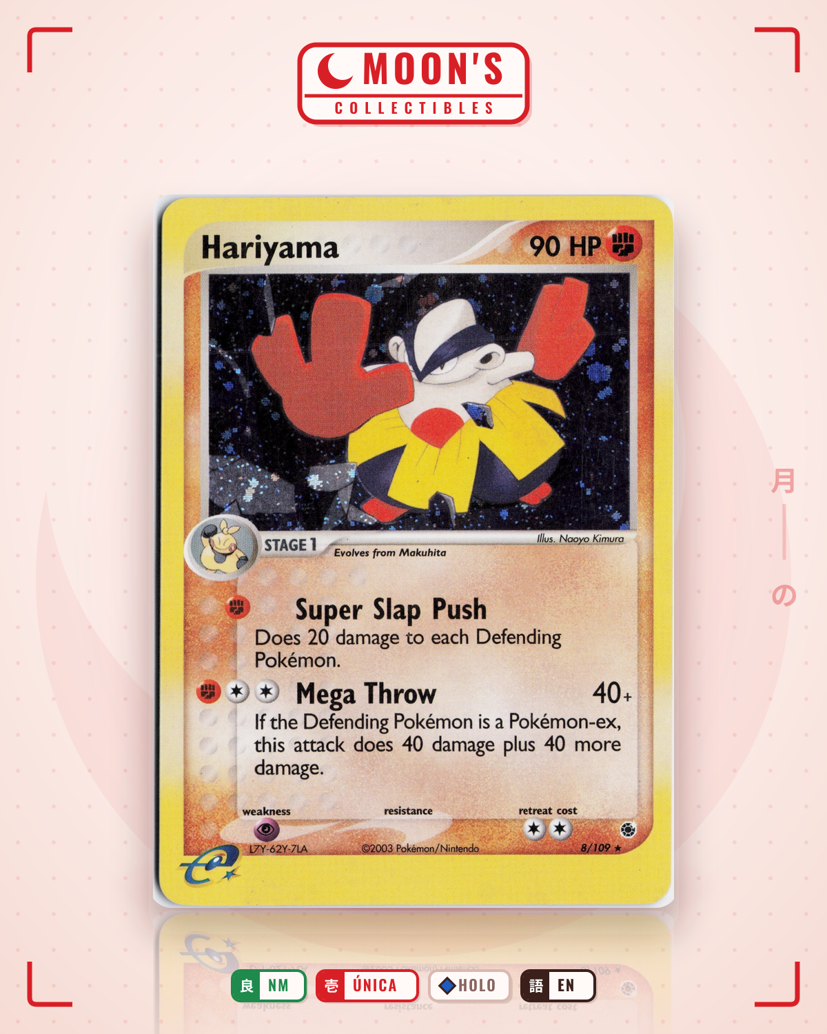 Carta Pokémon Hariyama · Ruby & Sapphire #8/109 (NM) — pieza única en Moon's Collectibles México