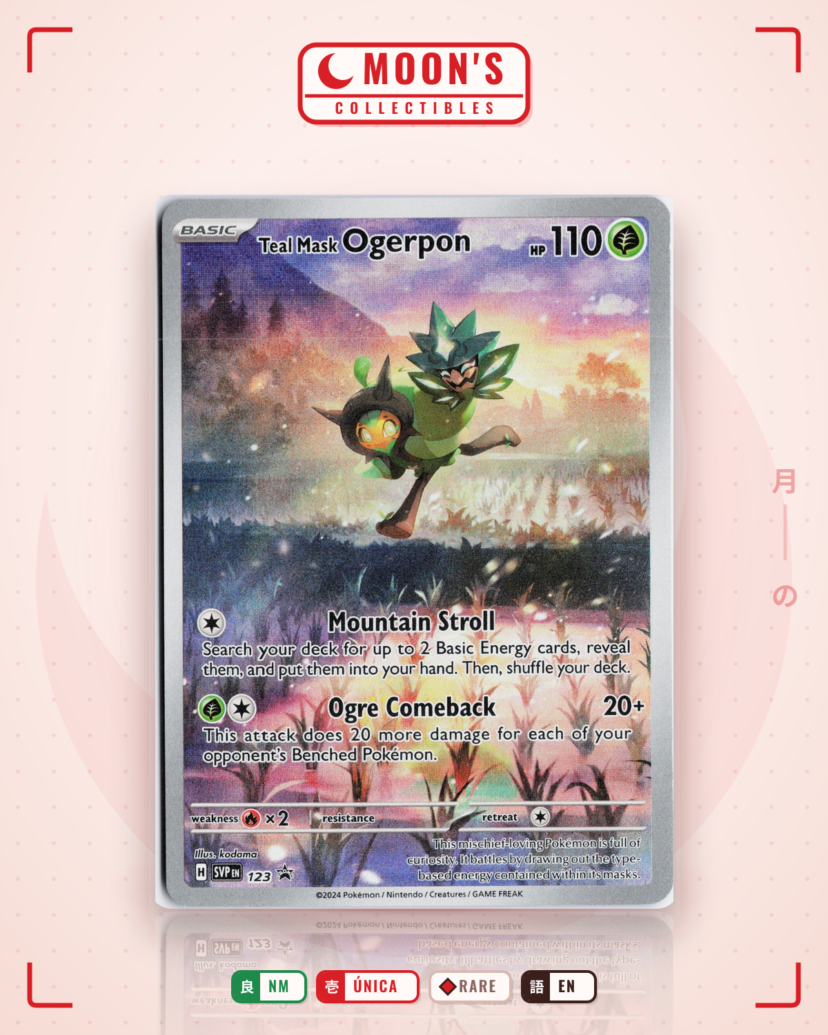 Carta Pokémon Teal Mask Ogerpon · Scarlet & Violet Black Star Promos #123 (NM) — pieza única en Moon's Collectibles México