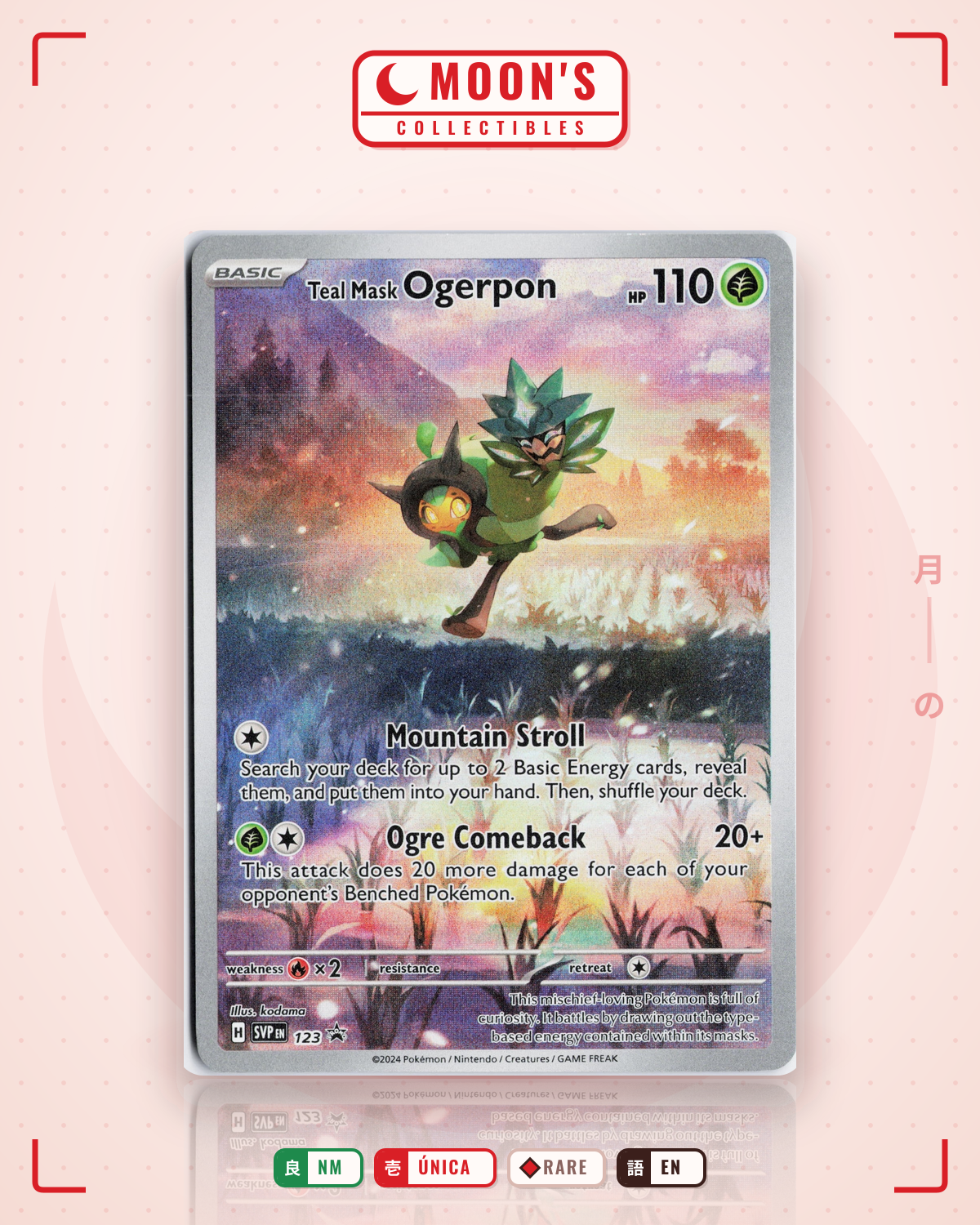 Carta Pokémon Teal Mask Ogerpon · Scarlet & Violet Black Star Promos #123 (NM) — pieza única en Moon's Collectibles México
