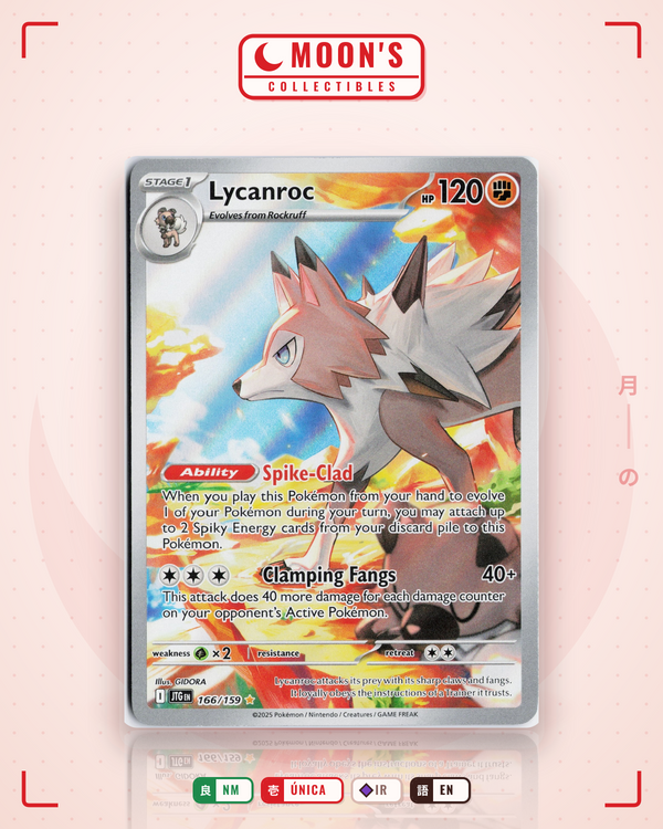 Carta Pokémon Lycanroc · Journey Together #166/159 (NM) — pieza única en Moon's Collectibles México