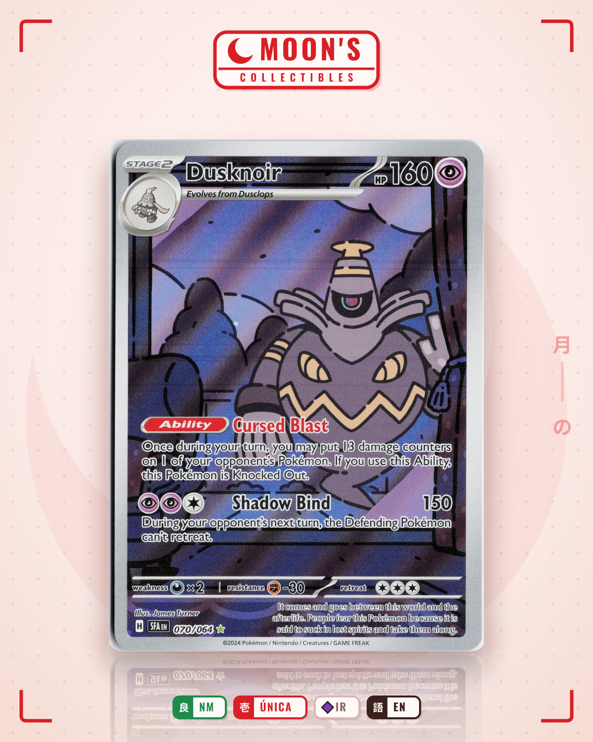 Carta Pokémon Dusknoir · Shrouded Fable #070/064 (NM) — pieza única en Moon's Collectibles México