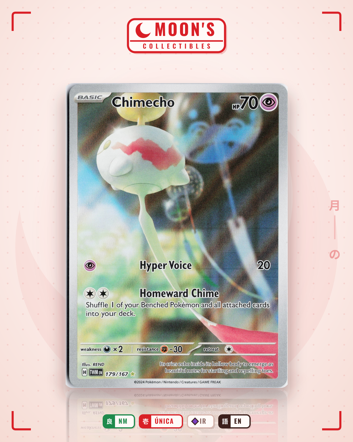 Carta Pokémon Chimecho · Twilight Masquerade #179/167 (NM) — pieza única en Moon's Collectibles México