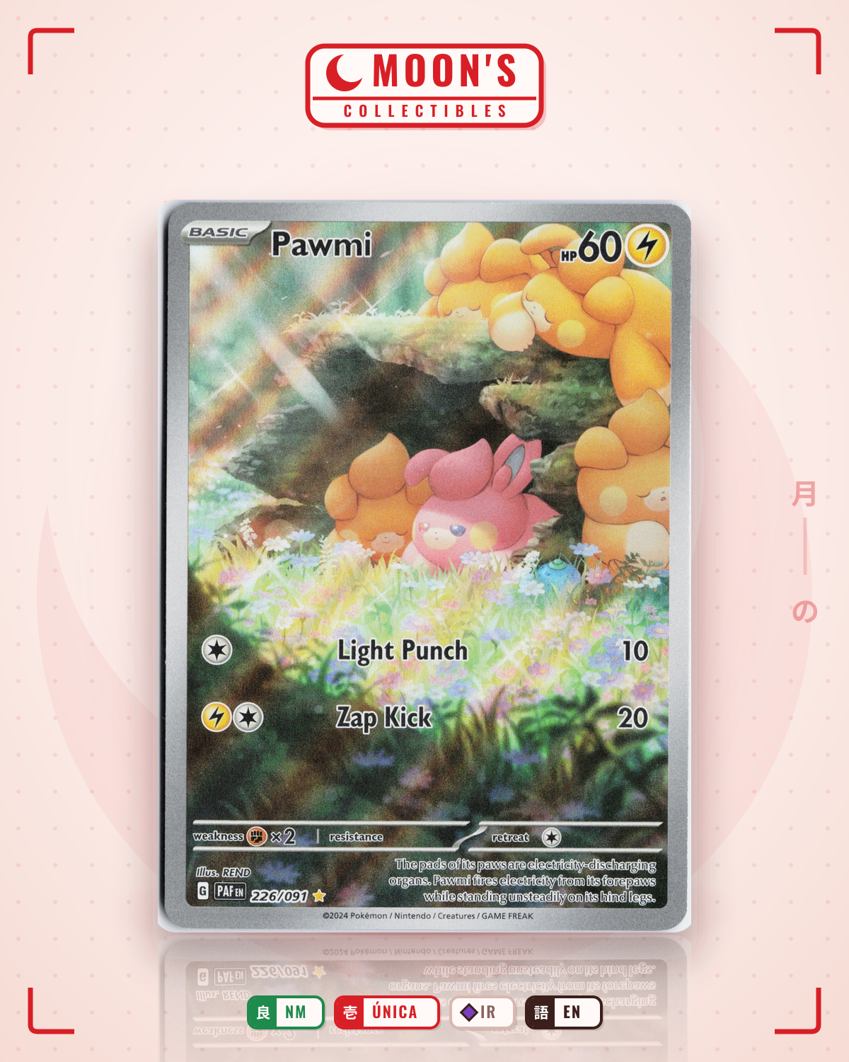 Carta Pokémon Pawmi · Paldean Fates #226/091 (NM) — pieza única en Moon's Collectibles México