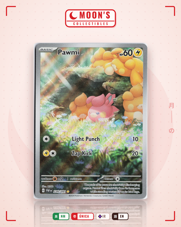 Carta Pokémon Pawmi · Paldean Fates #226/091 (NM) — pieza única en Moon's Collectibles México