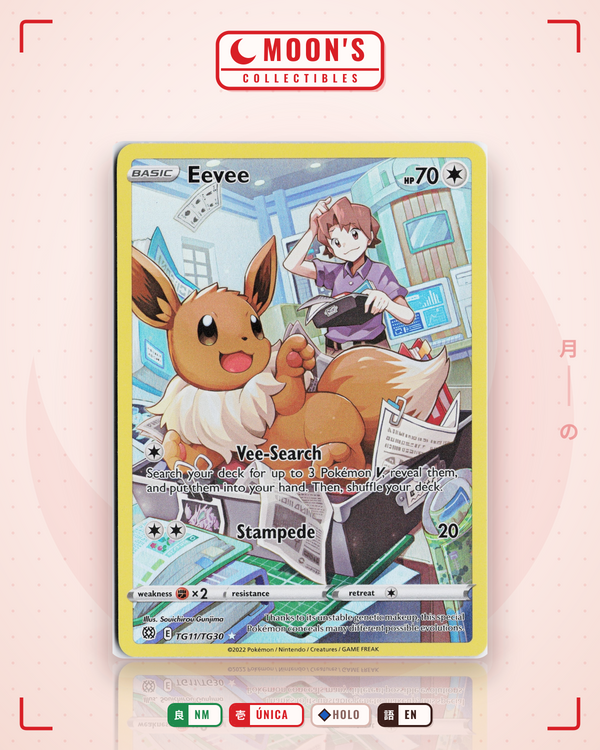 Carta Pokémon Eevee · Brilliant Stars Trainer Gallery #TG11/TG30 (NM) — pieza única en Moon's Collectibles México