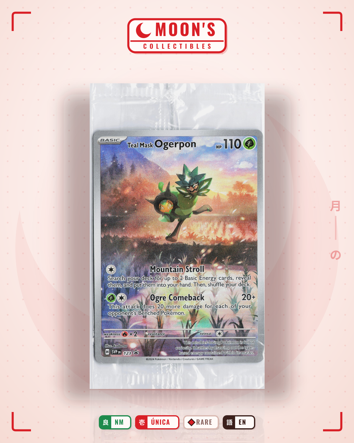 Carta Pokémon Teal Mask Ogerpon · Scarlet & Violet Black Star Promos #123 (NM) — pieza única en Moon's Collectibles México