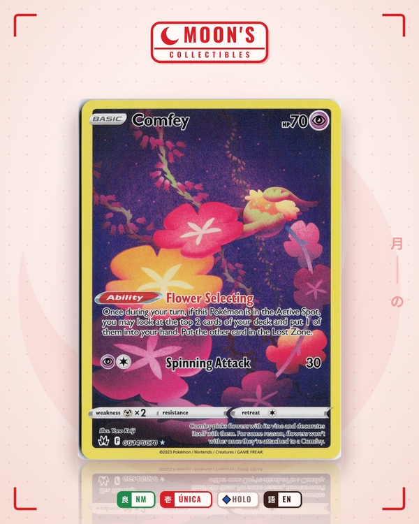 Carta Pokémon Comfey · Crown Zenith Galarian Gallery #GG14/GG70 (NM) — pieza única en Moon's Collectibles México