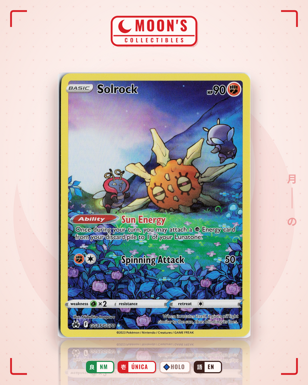 Carta Pokémon Solrock · Crown Zenith Galarian Gallery #GG15/GG70 (NM) — pieza única en Moon's Collectibles México