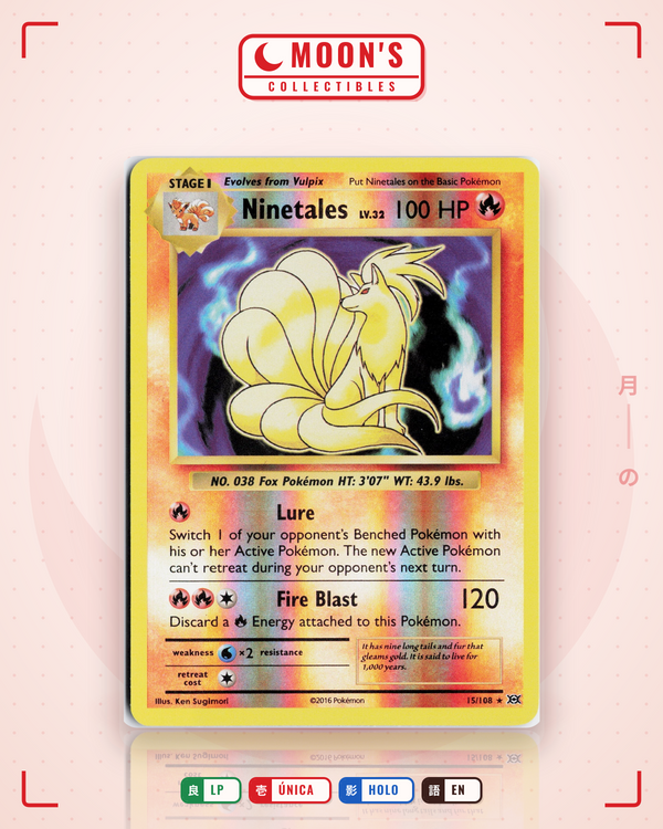 Carta Pokémon Ninetales · Evolutions #15/108 (LP) — pieza única en Moon's Collectibles México