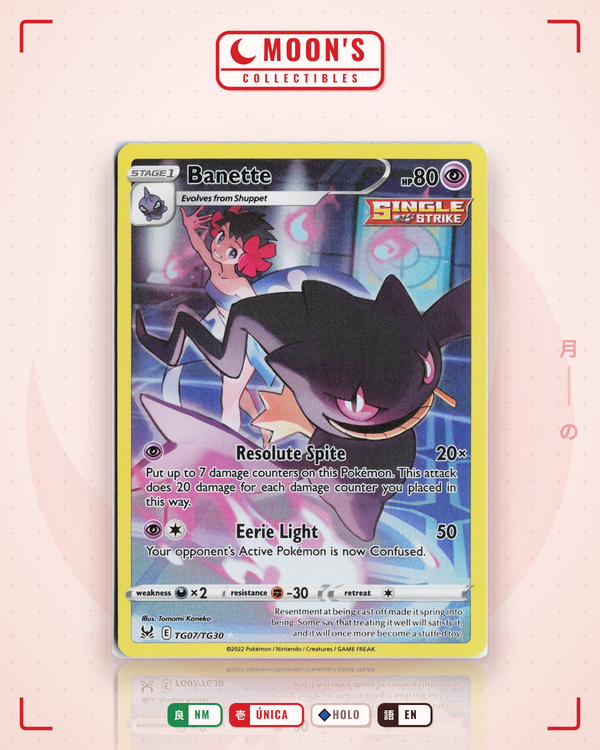 Carta Pokémon Banette · Lost Origin Trainer Gallery #TG07/TG30 (NM) — pieza única en Moon's Collectibles México