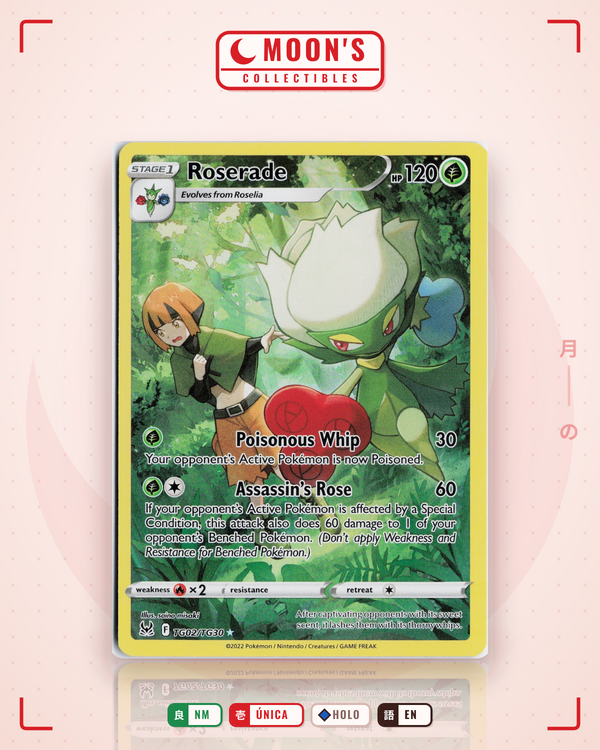 Carta Pokémon Roserade · Lost Origin Trainer Gallery #TG02/TG30 (NM) — pieza única en Moon's Collectibles México