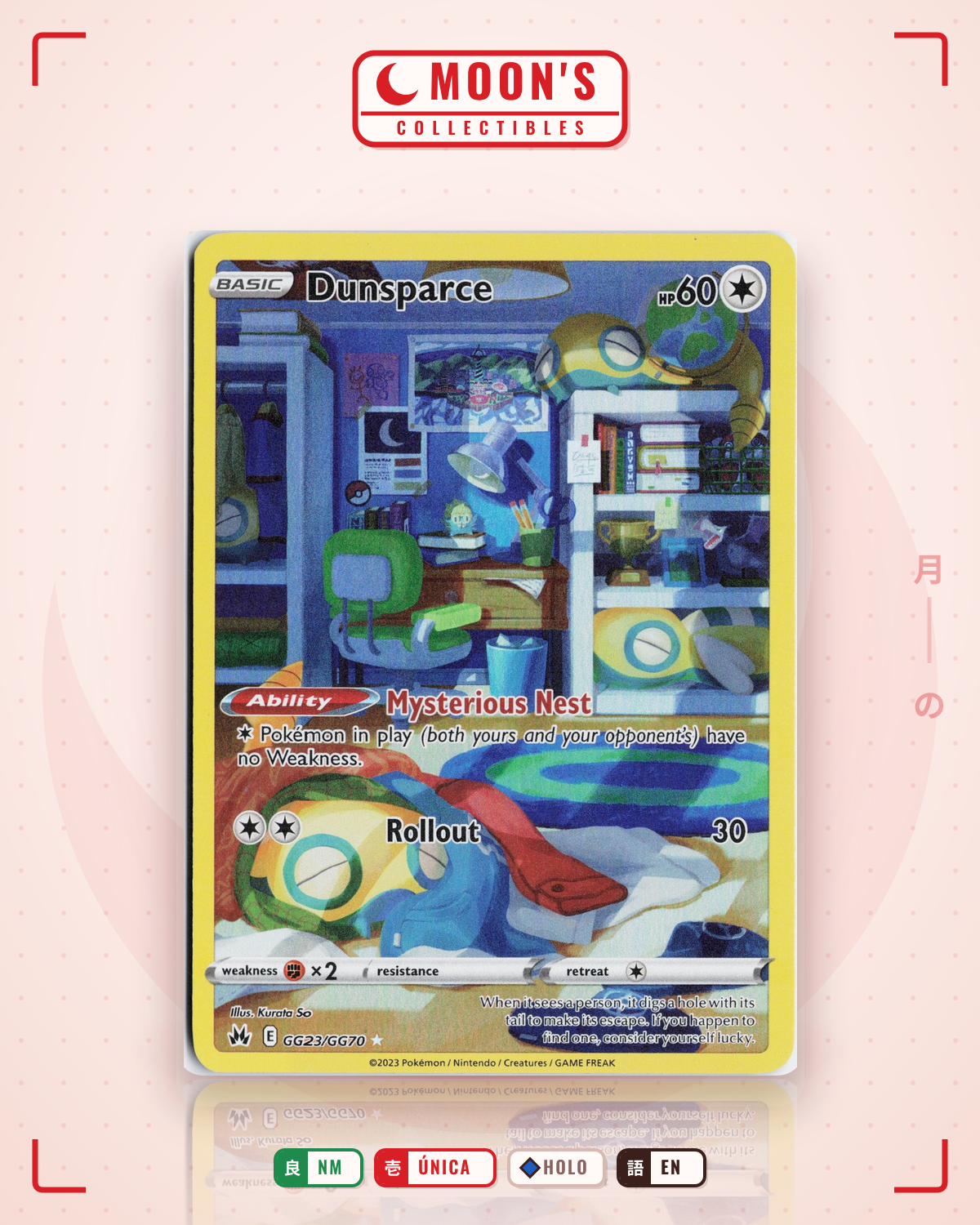 Carta Pokémon Dunsparce · Crown Zenith Galarian Gallery #GG23/GG70 (NM) — pieza única en Moon's Collectibles México