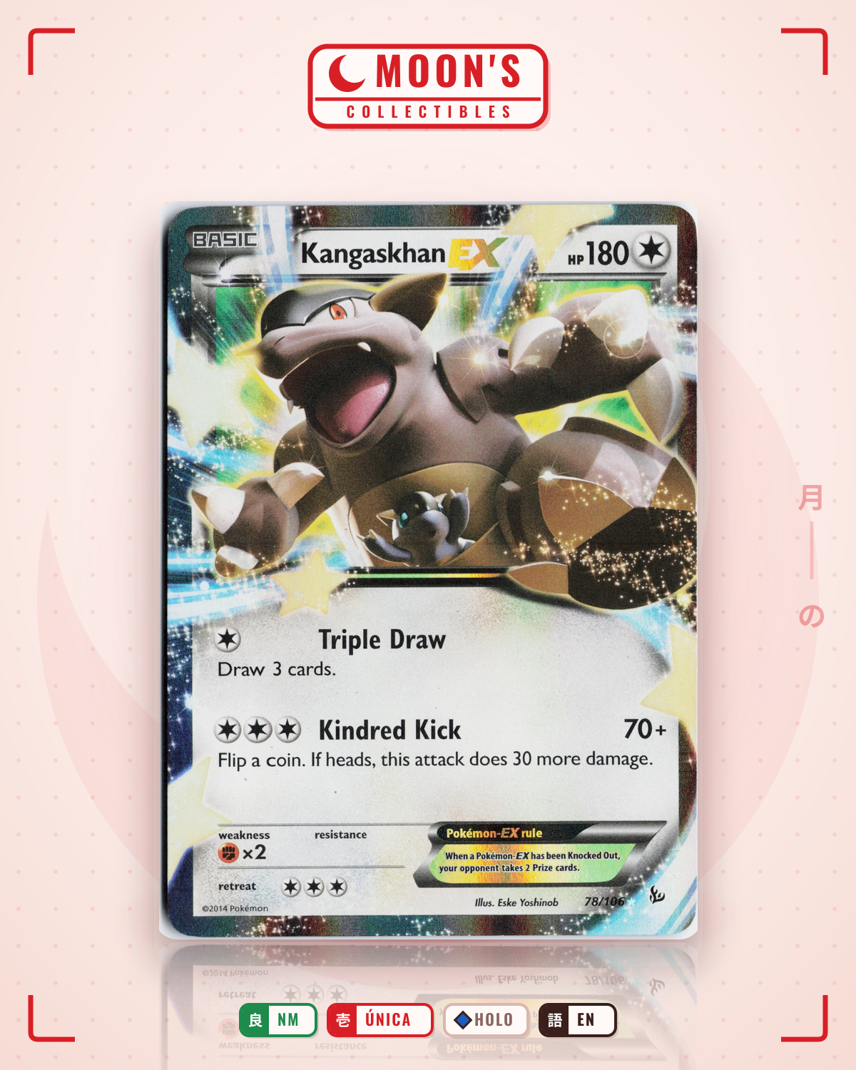 Carta Pokémon Kangaskhan-EX · Flashfire #78/106 (NM) — pieza única en Moon's Collectibles México