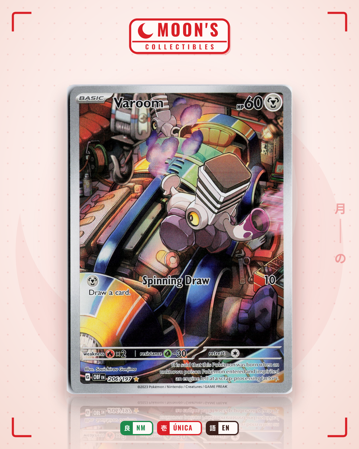 Carta Pokémon Varoom · Obsidian Flames #206/197 (NM) — pieza única en Moon's Collectibles México
