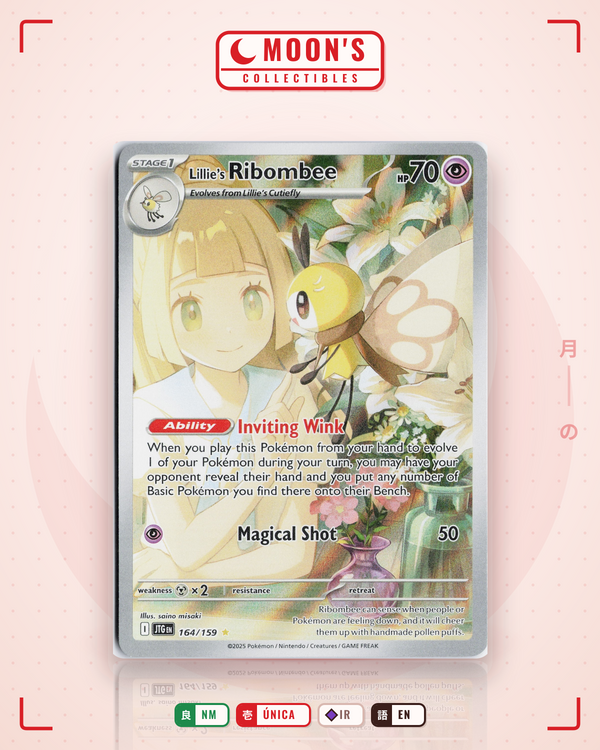Carta Pokémon Lillie's Ribombee · Journey Together #164/159 (NM) — pieza única en Moon's Collectibles México