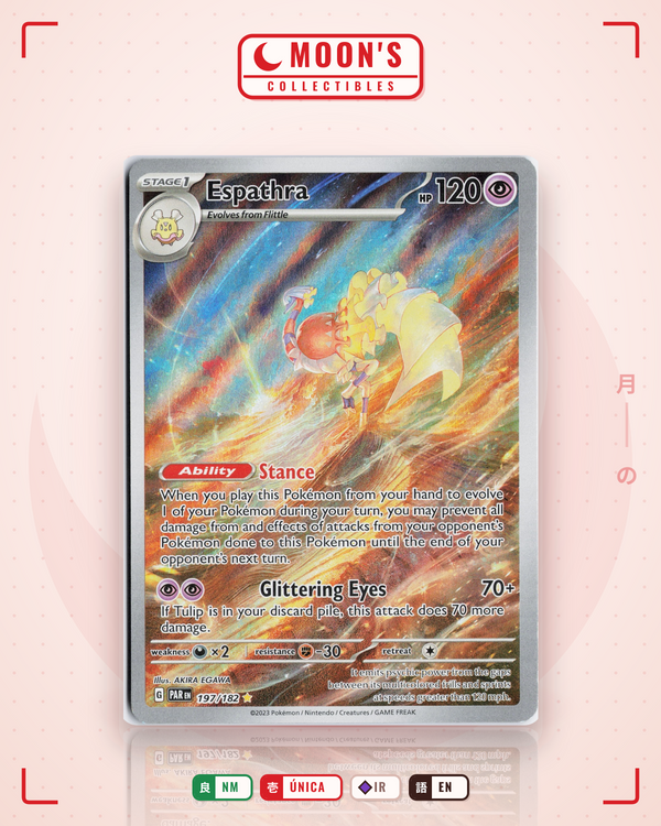 Carta Pokémon Espathra · Paradox Rift #197/182 (NM) — pieza única en Moon's Collectibles México
