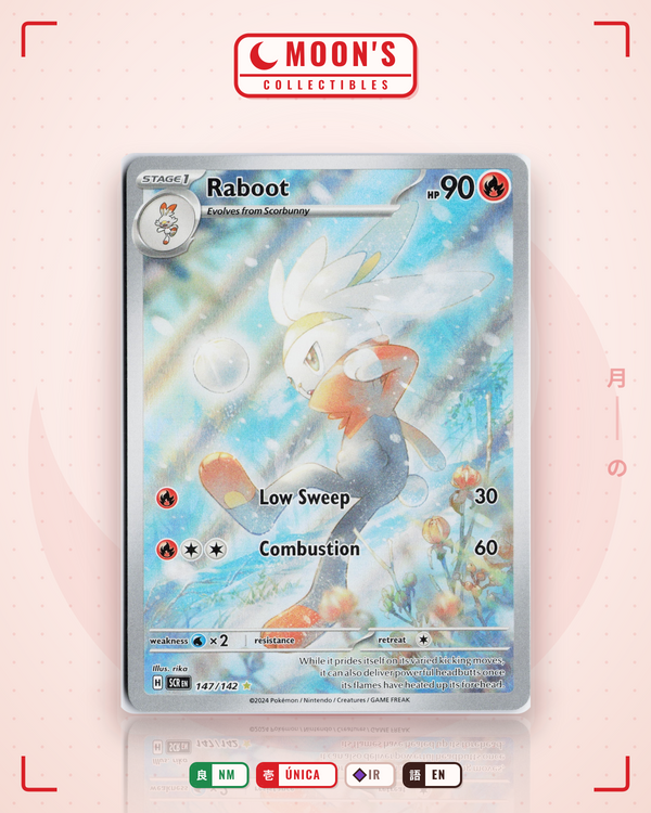 Carta Pokémon Raboot · Stellar Crown #147/142 (NM) — pieza única en Moon's Collectibles México