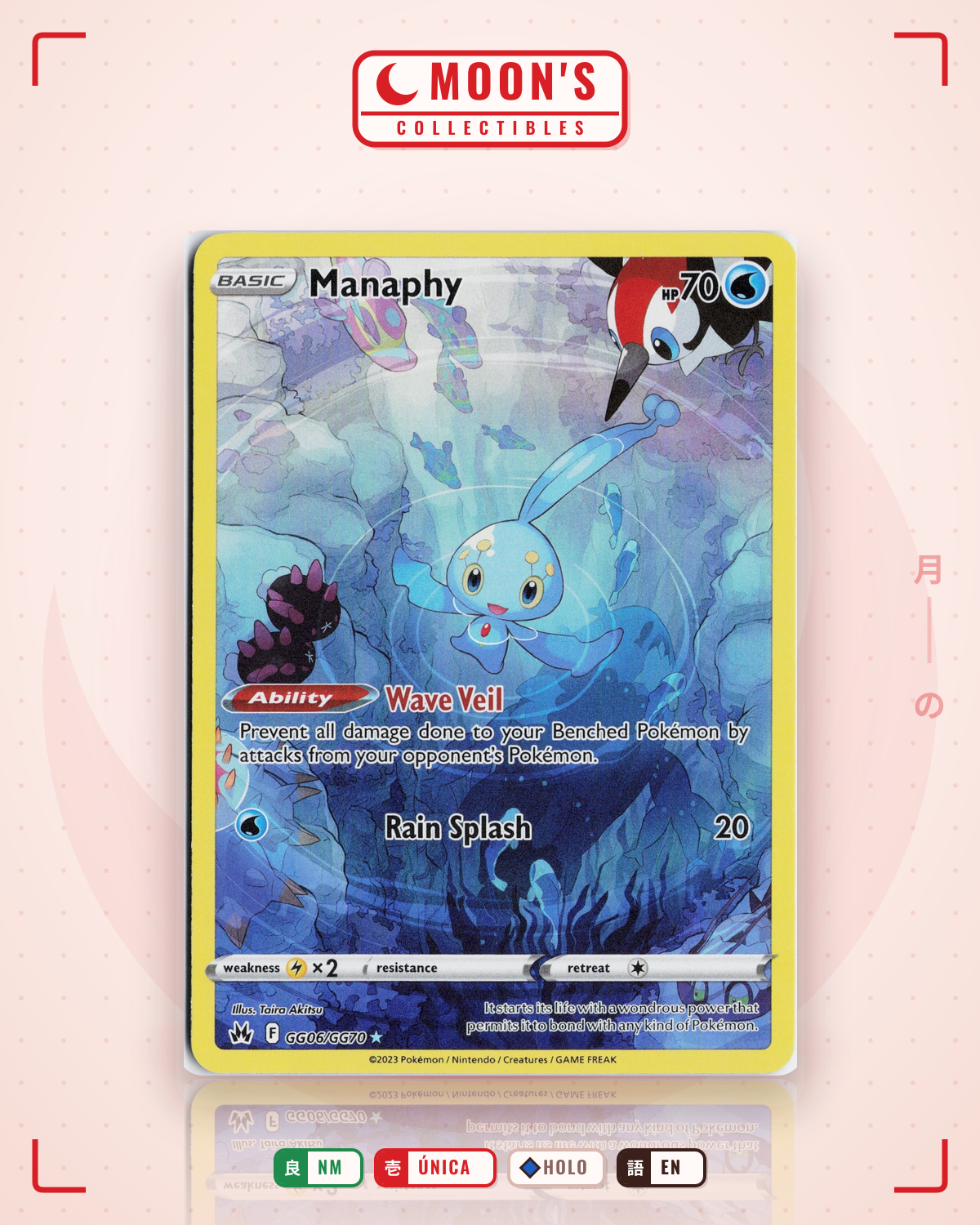 Carta Pokémon Manaphy · Crown Zenith Galarian Gallery #GG06/GG70 (NM) — pieza única en Moon's Collectibles México
