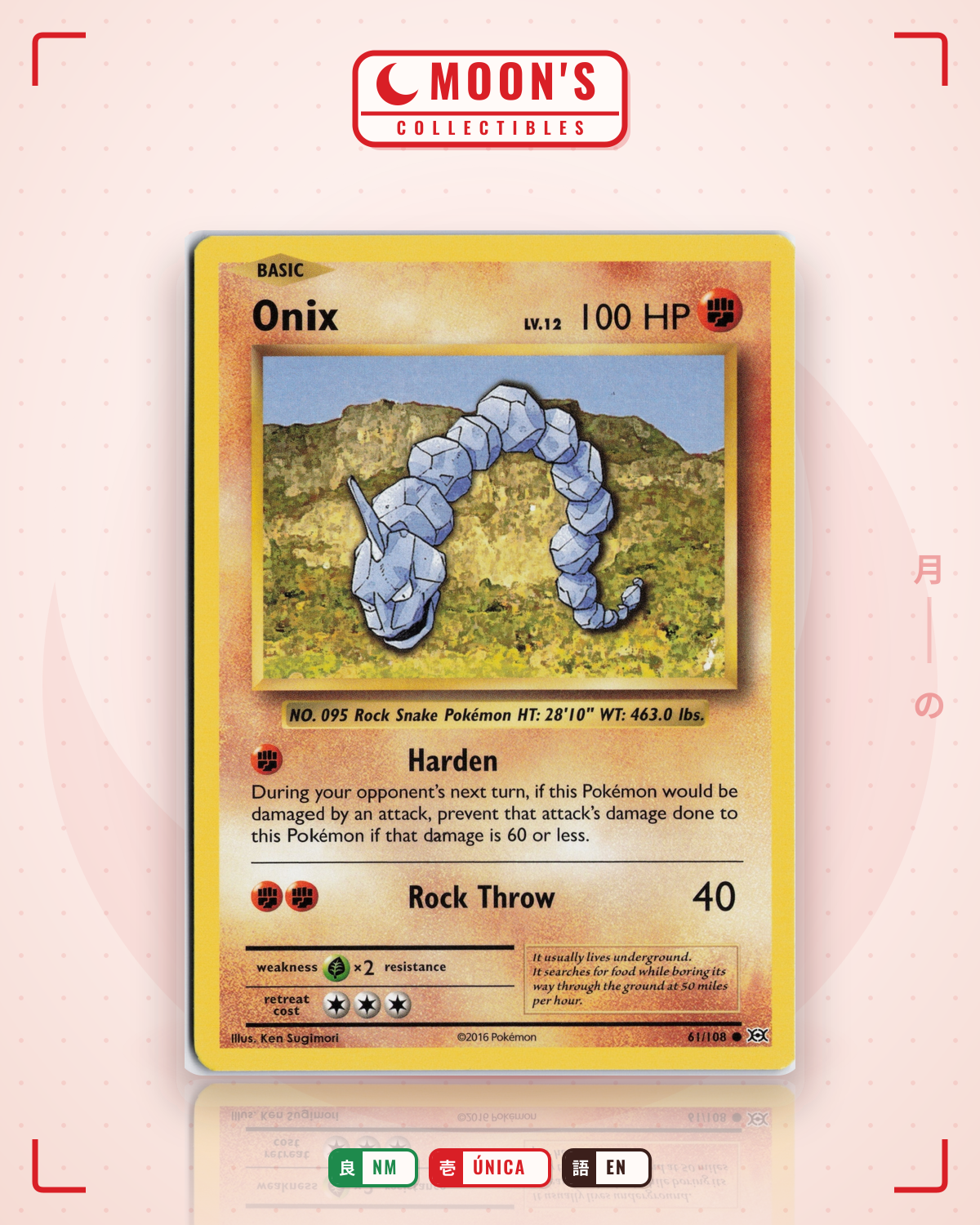 Carta Pokémon Onix · Evolutions #61/108 (NM) — pieza única en Moon's Collectibles México