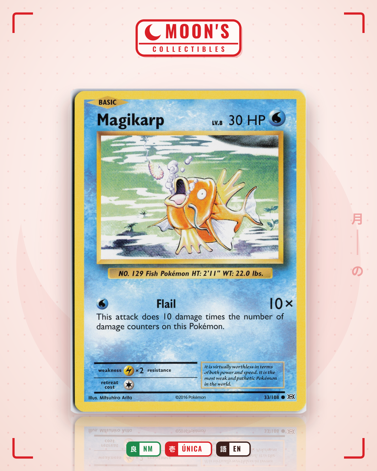 Carta Pokémon Magikarp · Evolutions #33/108 (NM) — pieza única en Moon's Collectibles México