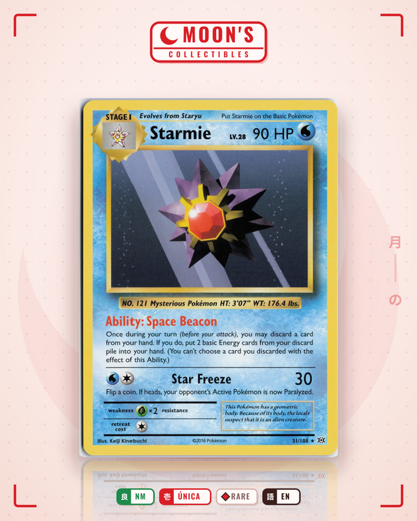Carta Pokémon Starmie · Evolutions #31/108 (NM) — pieza única en Moon's Collectibles México