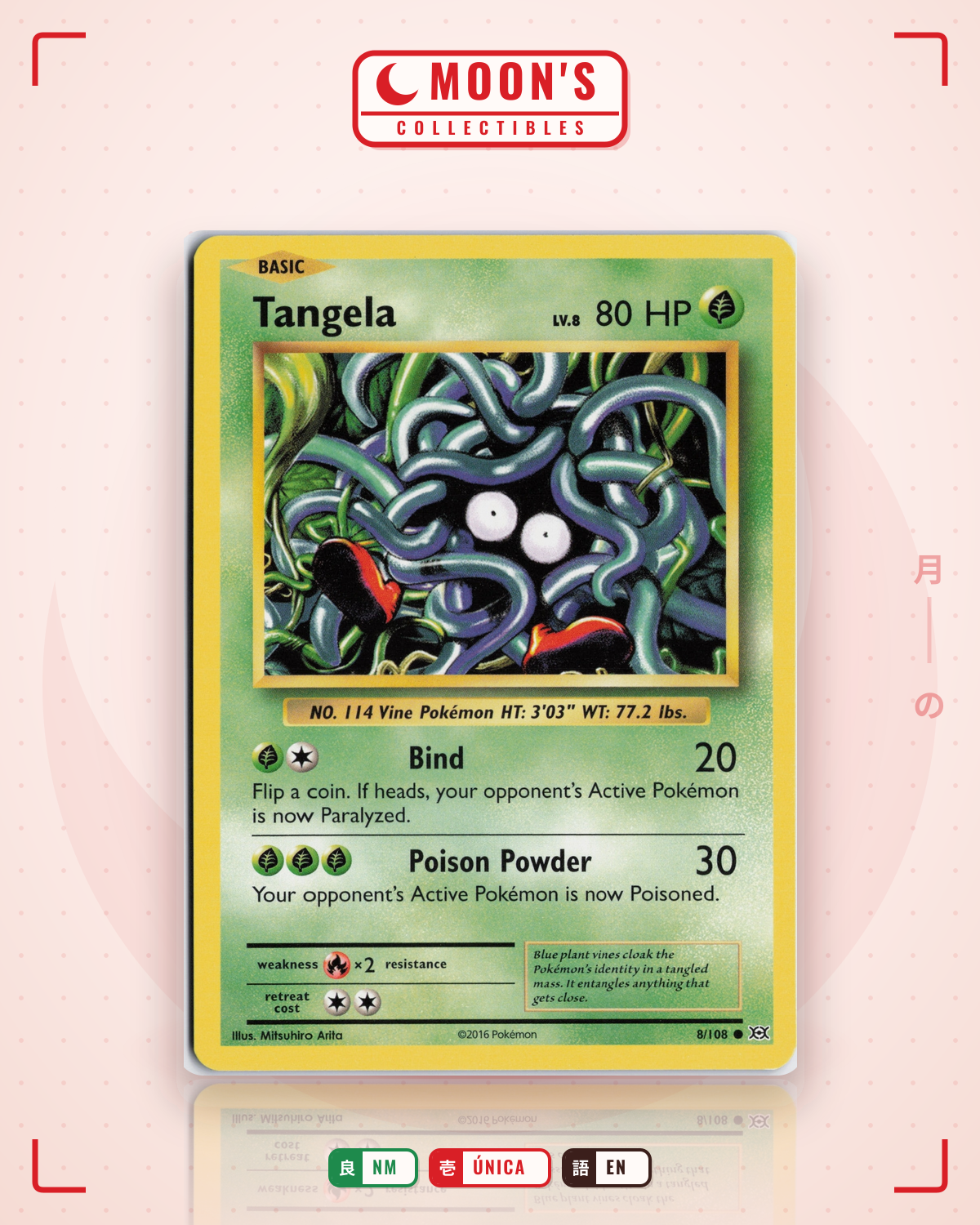 Carta Pokémon Tangela · Evolutions #8/108 (NM) — pieza única en Moon's Collectibles México