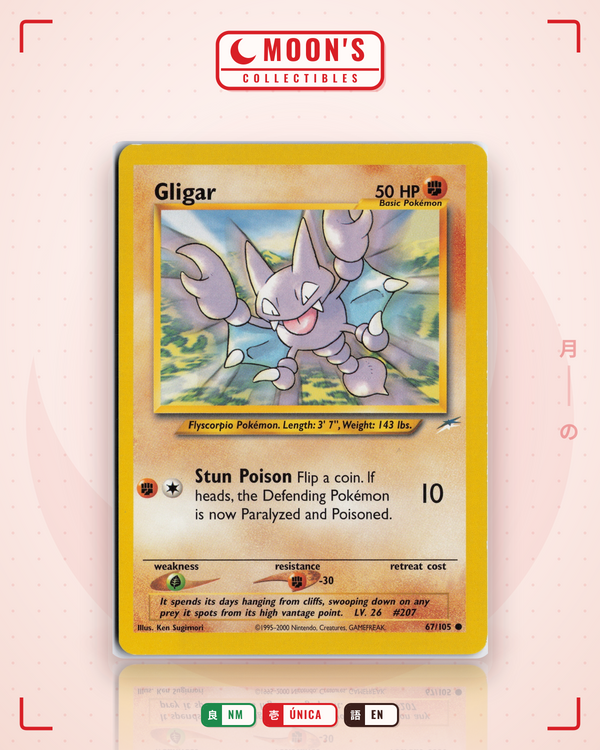 Carta Pokémon Gligar · Neo Destiny #67/105 (NM) — pieza única en Moon's Collectibles México