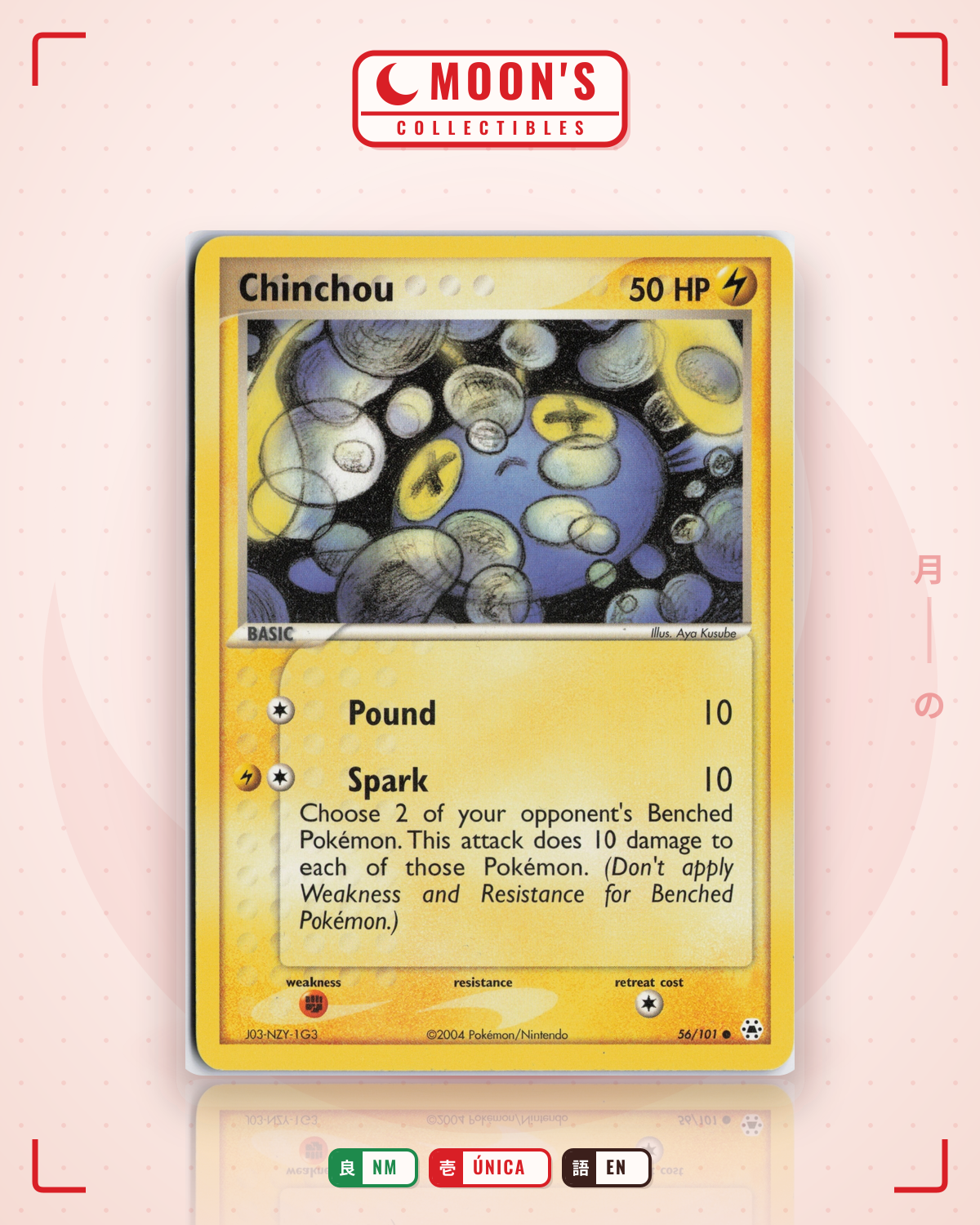 Carta Pokémon Chinchou · Hidden Legends #56/101 (NM) — pieza única en Moon's Collectibles México