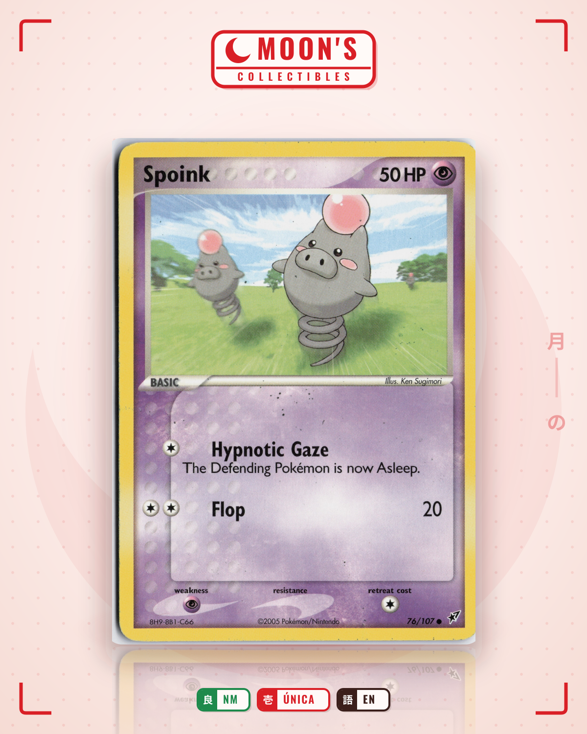 Carta Pokémon Spoink · Deoxys #76/107 (NM) — pieza única en Moon's Collectibles México