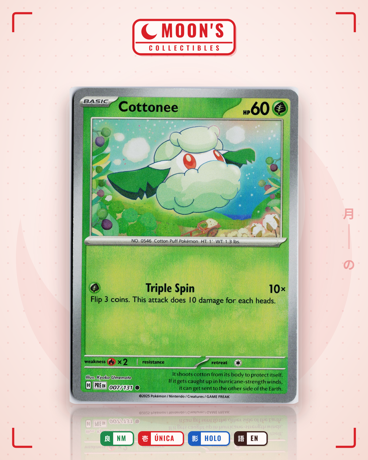 Carta Pokémon Cottonee · Prismatic Evolutions #007/131 (NM) — pieza única en Moon's Collectibles México