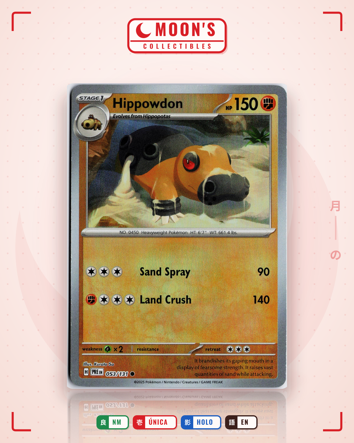 Carta Pokémon Hippowdon · Prismatic Evolutions #053/131 (NM) — pieza única en Moon's Collectibles México