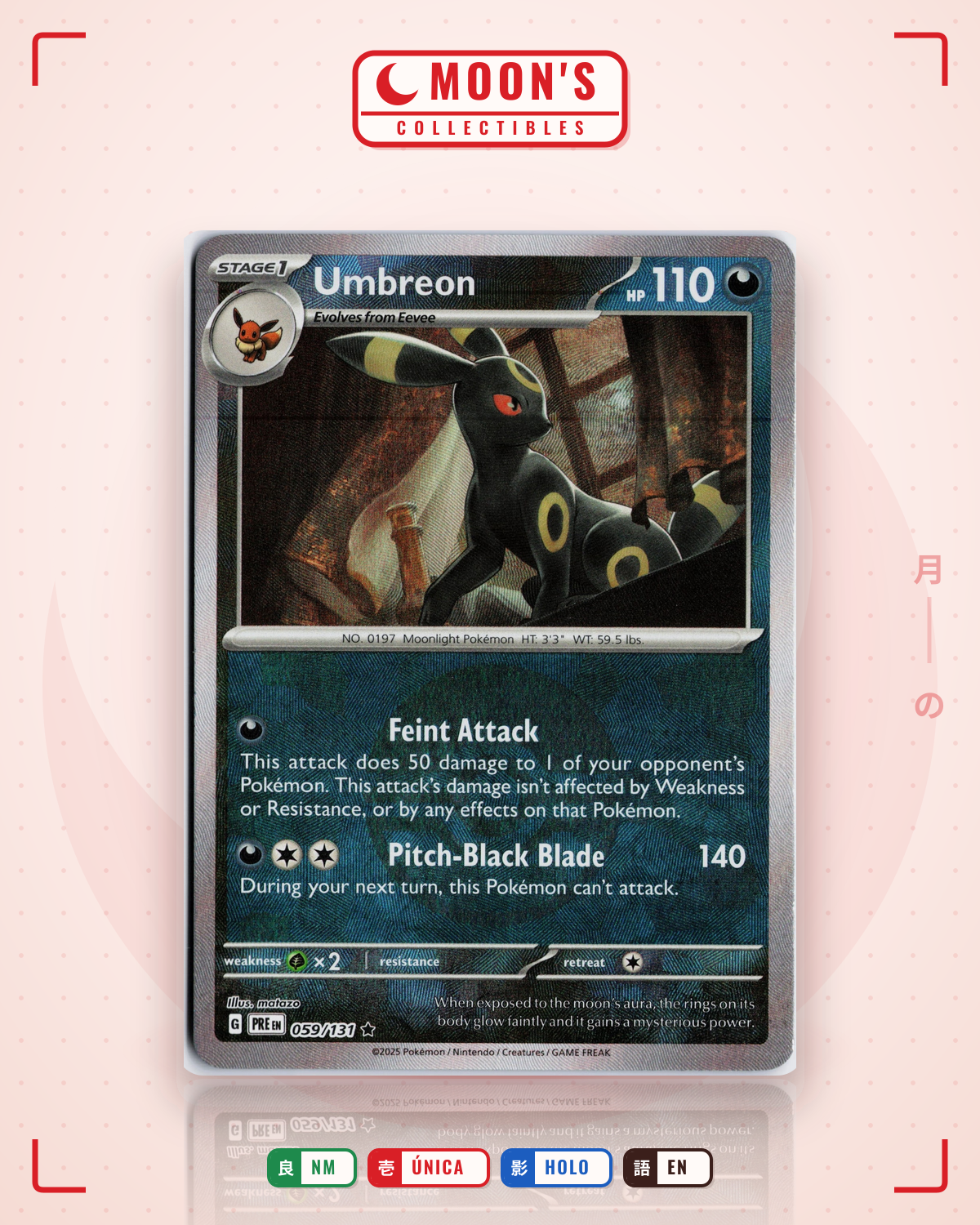 Carta Pokémon Umbreon · Prismatic Evolutions #059/131 (NM) — pieza única en Moon's Collectibles México