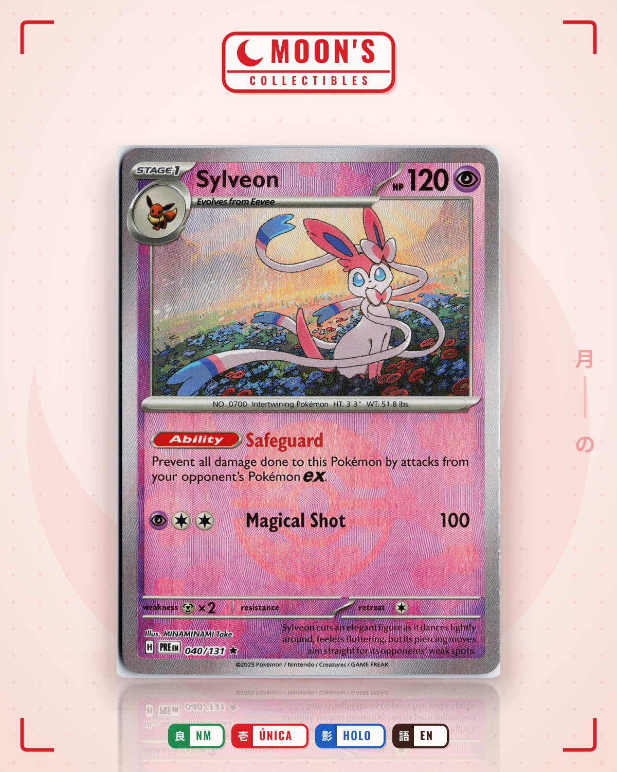 Carta Pokémon Sylveon · Prismatic Evolutions #040/131 (NM) — pieza única en Moon's Collectibles México