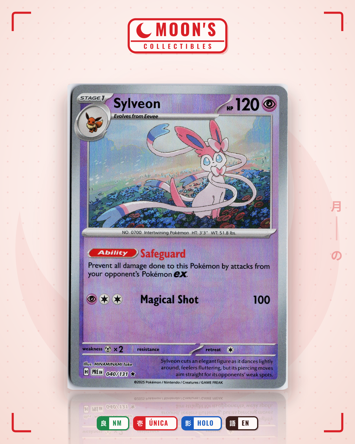 Carta Pokémon Sylveon · Prismatic Evolutions #040/131 (NM) — pieza única en Moon's Collectibles México