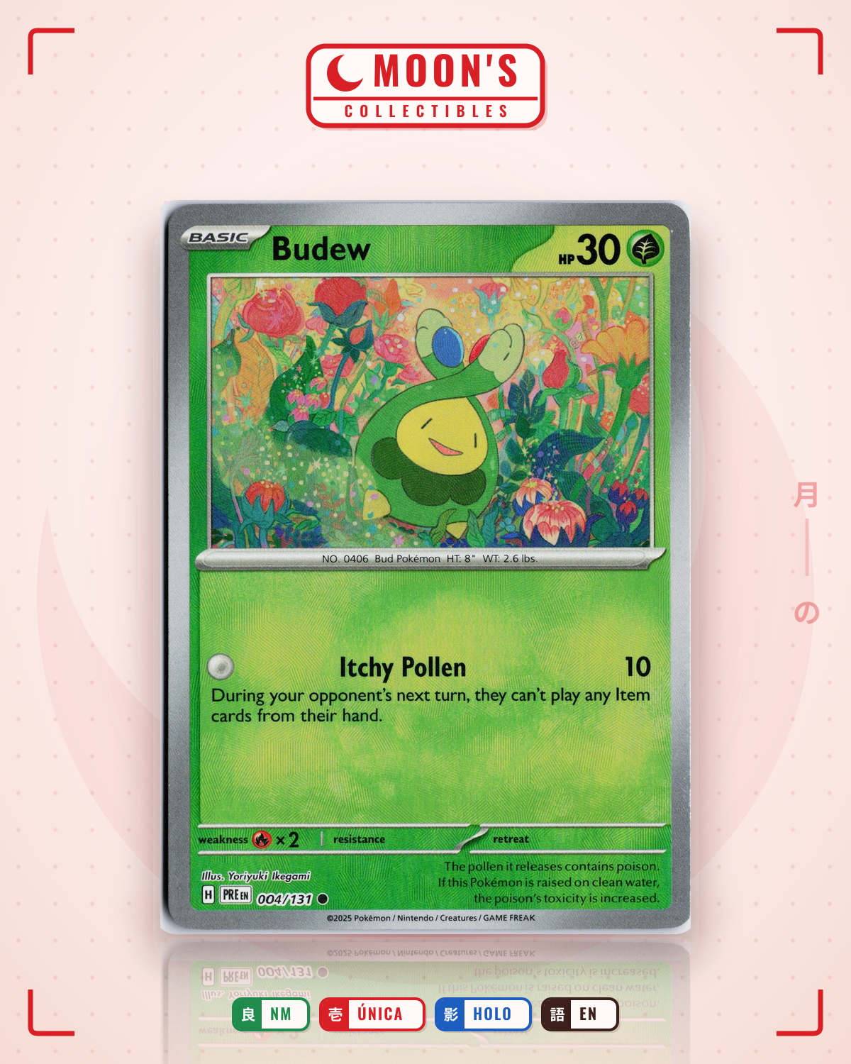 Carta Pokémon Budew · Prismatic Evolutions #004/131 (NM) — pieza única en Moon's Collectibles México