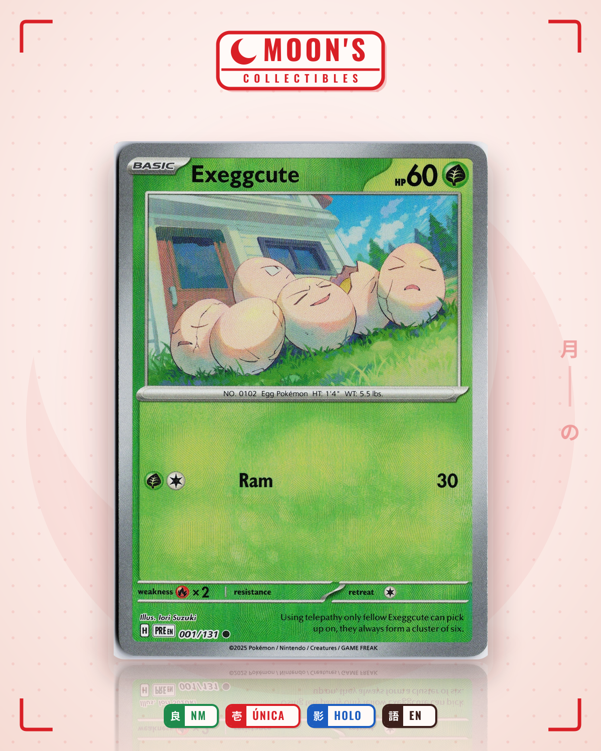 Carta Pokémon Exeggcute · Prismatic Evolutions #001/131 (NM) — pieza única en Moon's Collectibles México