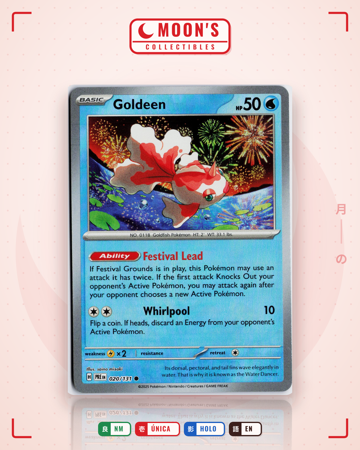 Carta Pokémon Goldeen · Prismatic Evolutions #020/131 (NM) — pieza única en Moon's Collectibles México