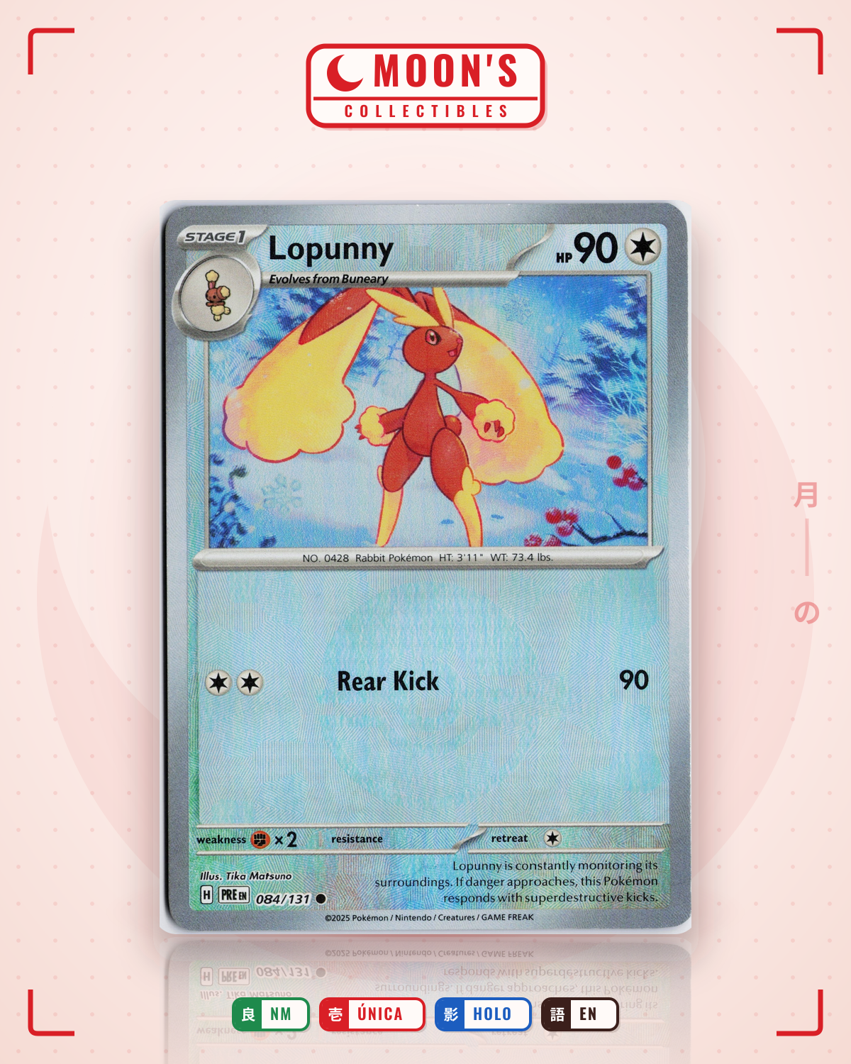 Carta Pokémon Lopunny · Prismatic Evolutions #084/131 (NM) — pieza única en Moon's Collectibles México