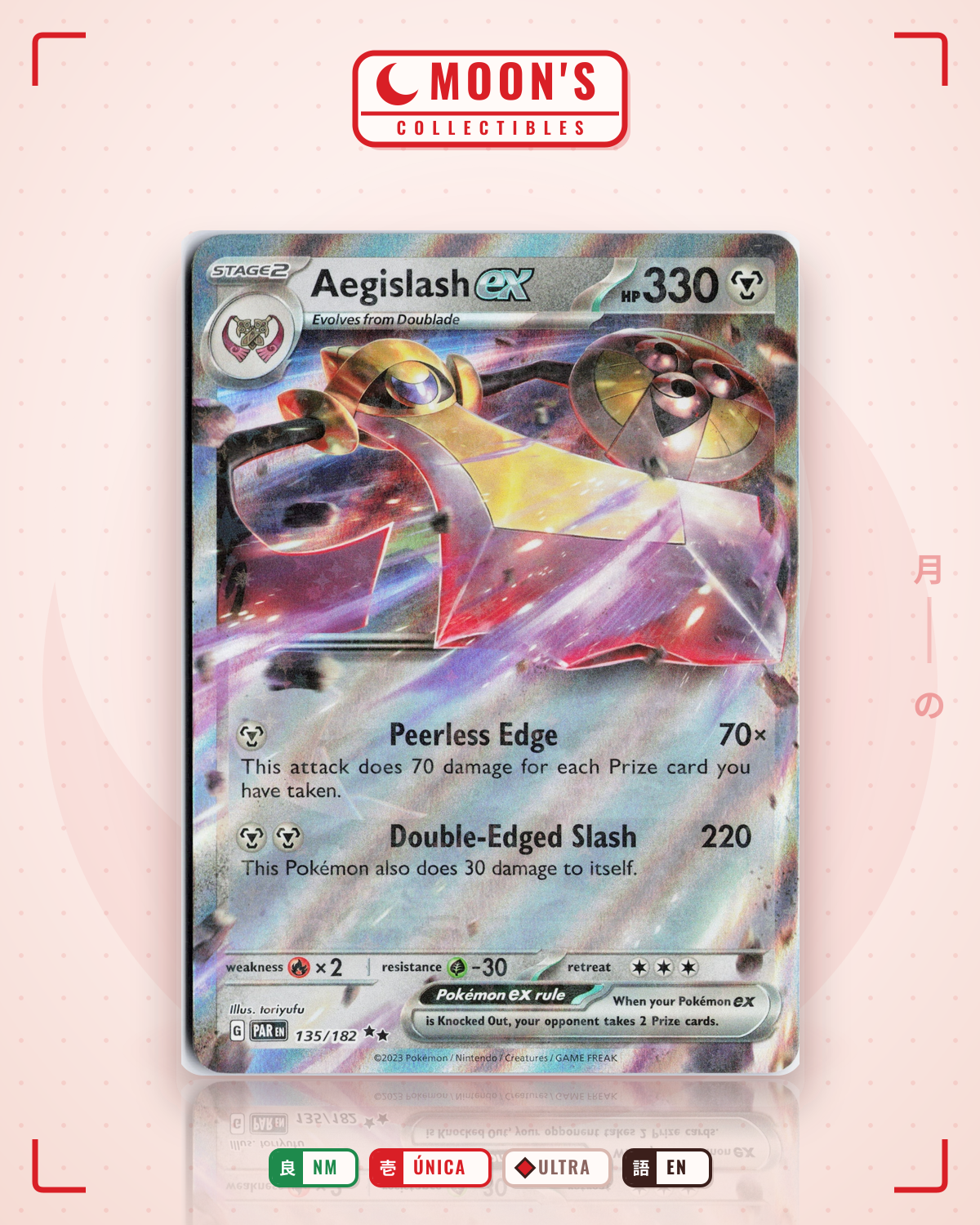 Carta Pokémon Aegislash ex · Paradox Rift #135/182 (NM) — pieza única en Moon's Collectibles México