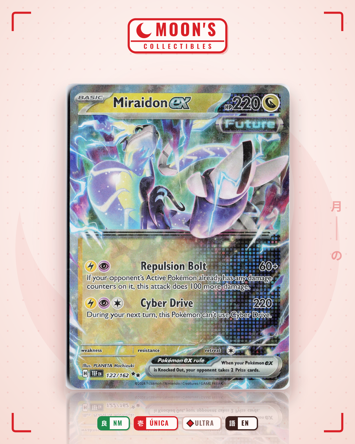 Carta Pokémon Miraidon ex · Temporal Forces #122/162 (NM) — pieza única en Moon's Collectibles México