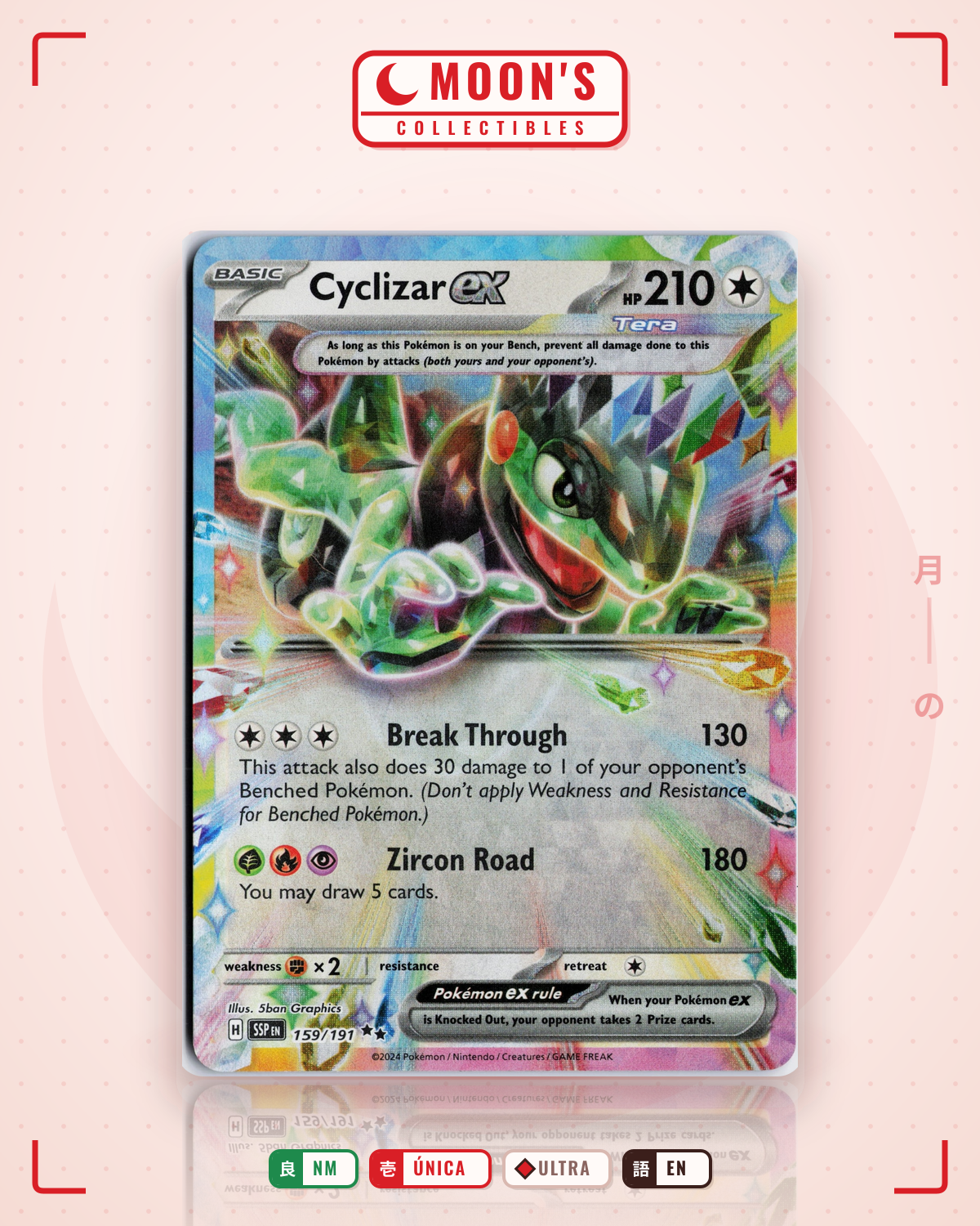 Carta Pokémon Cyclizar ex · Surging Sparks #159/191 (NM) — pieza única en Moon's Collectibles México