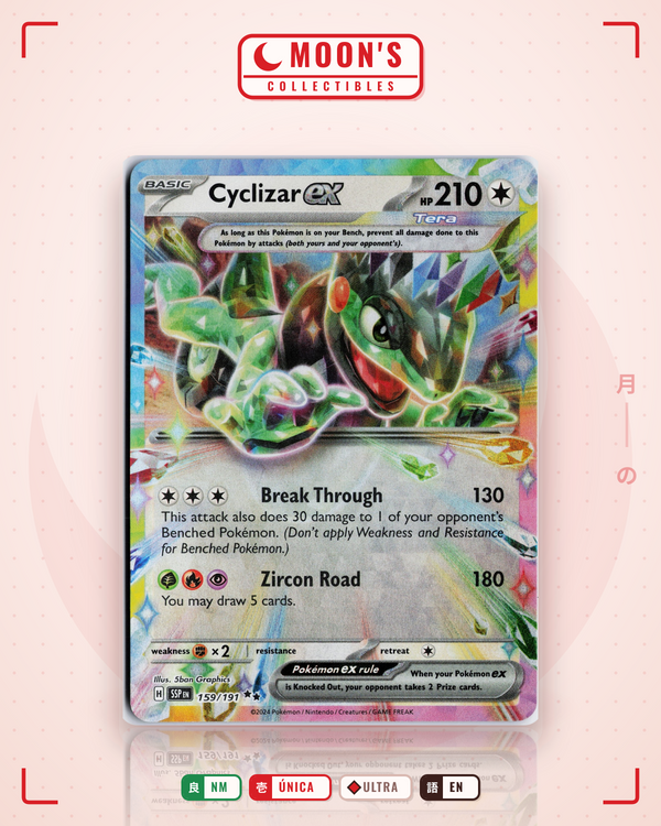 Carta Pokémon Cyclizar ex · Surging Sparks #159/191 (NM) — pieza única en Moon's Collectibles México