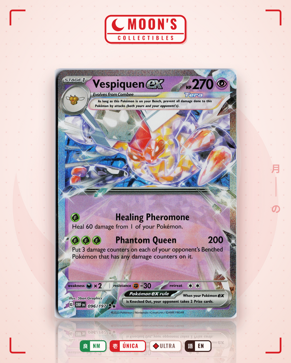 Carta Pokémon Vespiquen ex · Obsidian Flames #096/197 (NM) — pieza única en Moon's Collectibles México