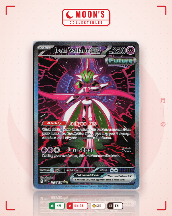 Carta Pokémon Iron Valiant ex · Prismatic Evolutions #157/131 (NM) — pieza única en Moon's Collectibles México