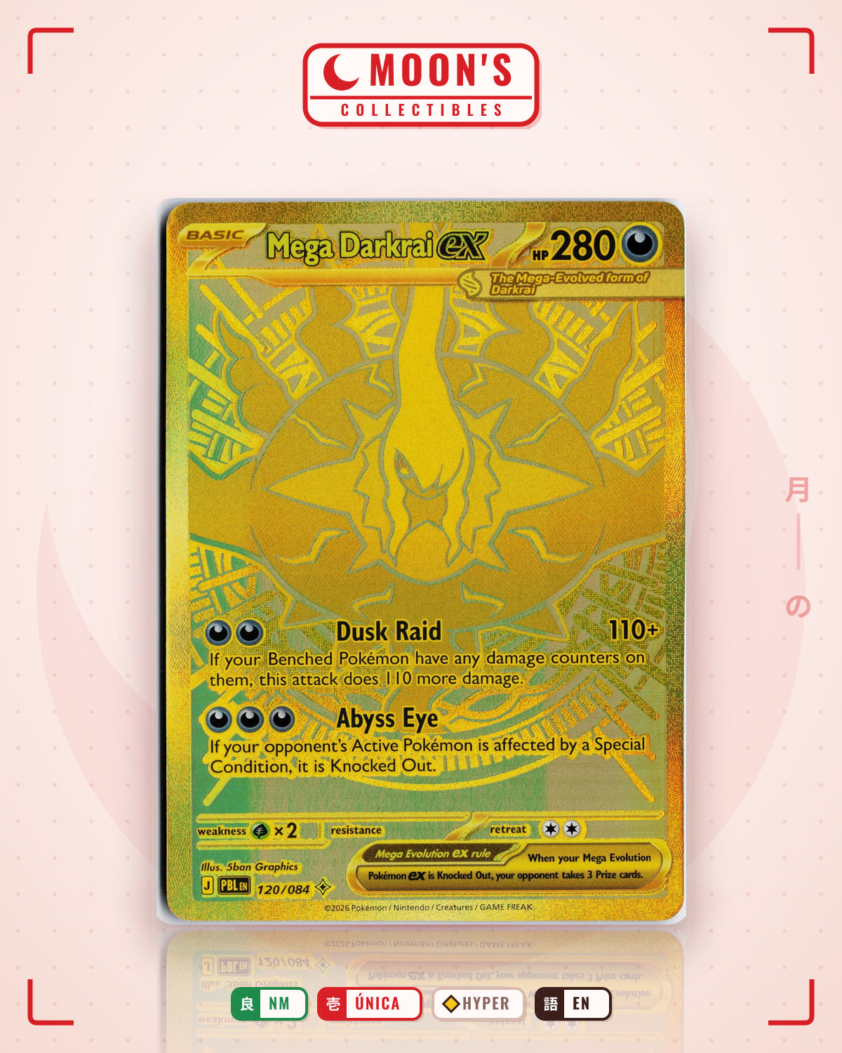 Carta Pokémon Mega Darkrai ex · Pitch Black #120/084 (NM) — pieza única en Moon's Collectibles México