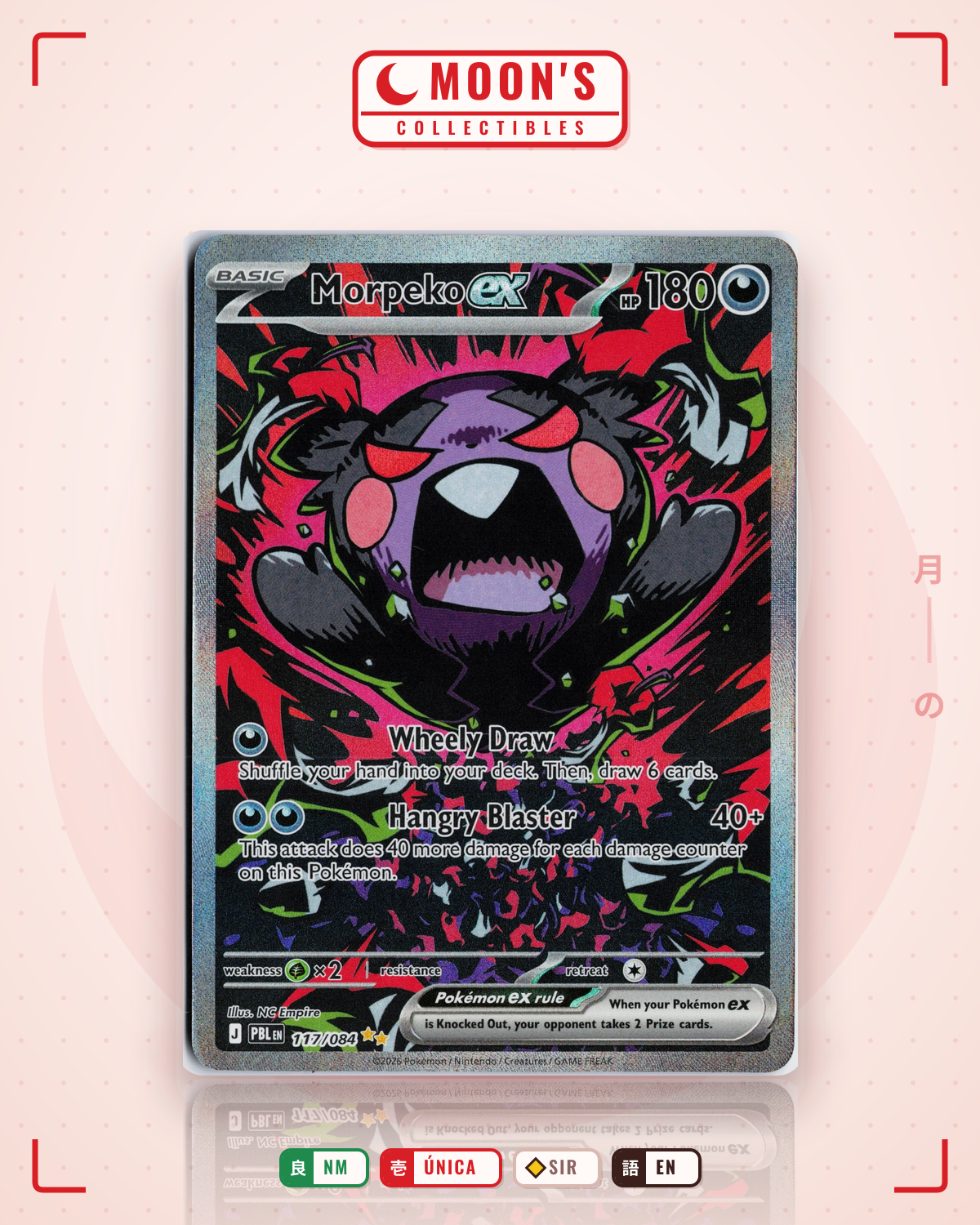 Carta Pokémon Morpeko ex · Pitch Black #117/084 (NM) — pieza única en Moon's Collectibles México