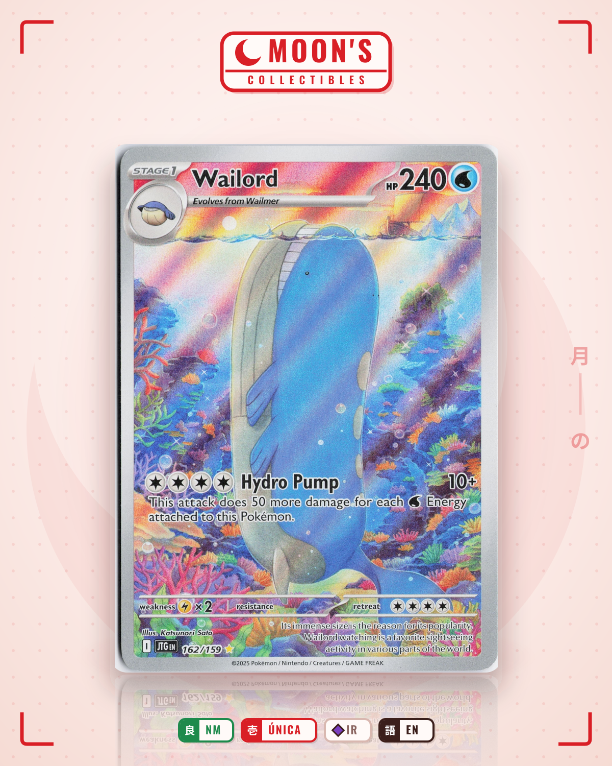 Carta Pokémon Wailord · Journey Together #162/159 (NM) — pieza única en Moon's Collectibles México